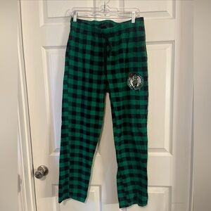 Boston Celtics Men's Green and Black Plaid sleepwear pants